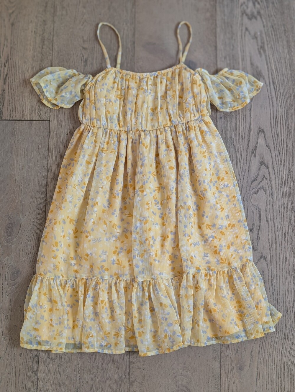 Abercrombie & Fitch Girls Yellow Floral Cold-Shoulder Sundress, Size 9/10